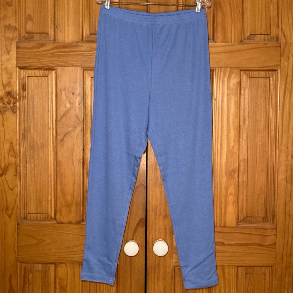 NWOT Blair Vintage 90s Pull On Pants Knit Taper Leg Elastic Waist Blue L Large